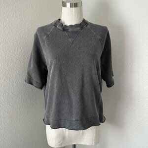 Back Beat Rags Raglan Tee Shirt Crew Neck Short Sleeve Grey Sz S
